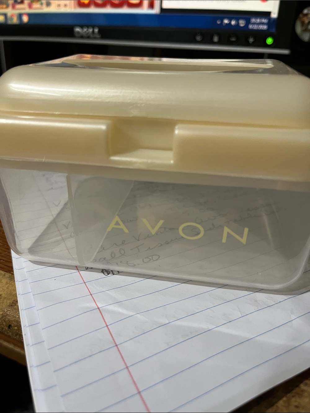 Avon vintage Clear Cosmetic Jar with Beige Lid